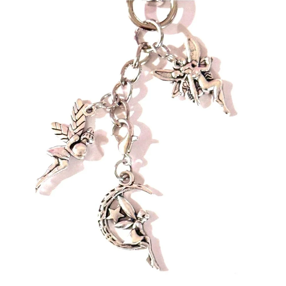 NWT Silver Fairy & Moon Charm Keychain/ Bag Charm- Handmade